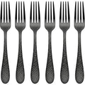 Pund Hammered Stainless Steel Dinner Forks 20 cm Black Set of 6 - Product view