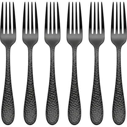 Pund Hammered Stainless Steel Dinner Forks 20 cm Black Set of 6 - Product view