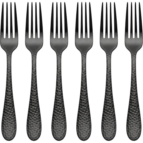 Pund Hammered Stainless Steel Dinner Forks 20 cm Black Set of 6 - Product view