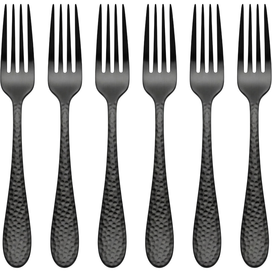 Pund Hammered Stainless Steel Dinner Forks 20 cm Black Set of 6